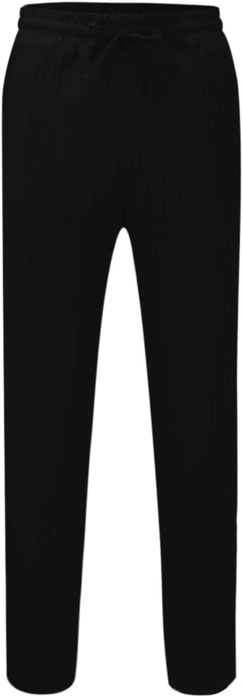 Mens Linen Cotton Drawstring Pants Elastic Waist Drawstring Casual Striped Trousers Trend Hippie Hip Hop Streetwear for Men