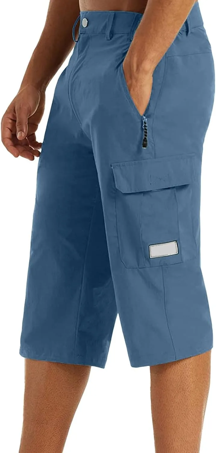 Mens Outdoor Thin Work Climbing Capris Quick Dry Lightweight 3/4 Hiking Walking Shorts Shorts ith Multi Pockets 2024 Fashion