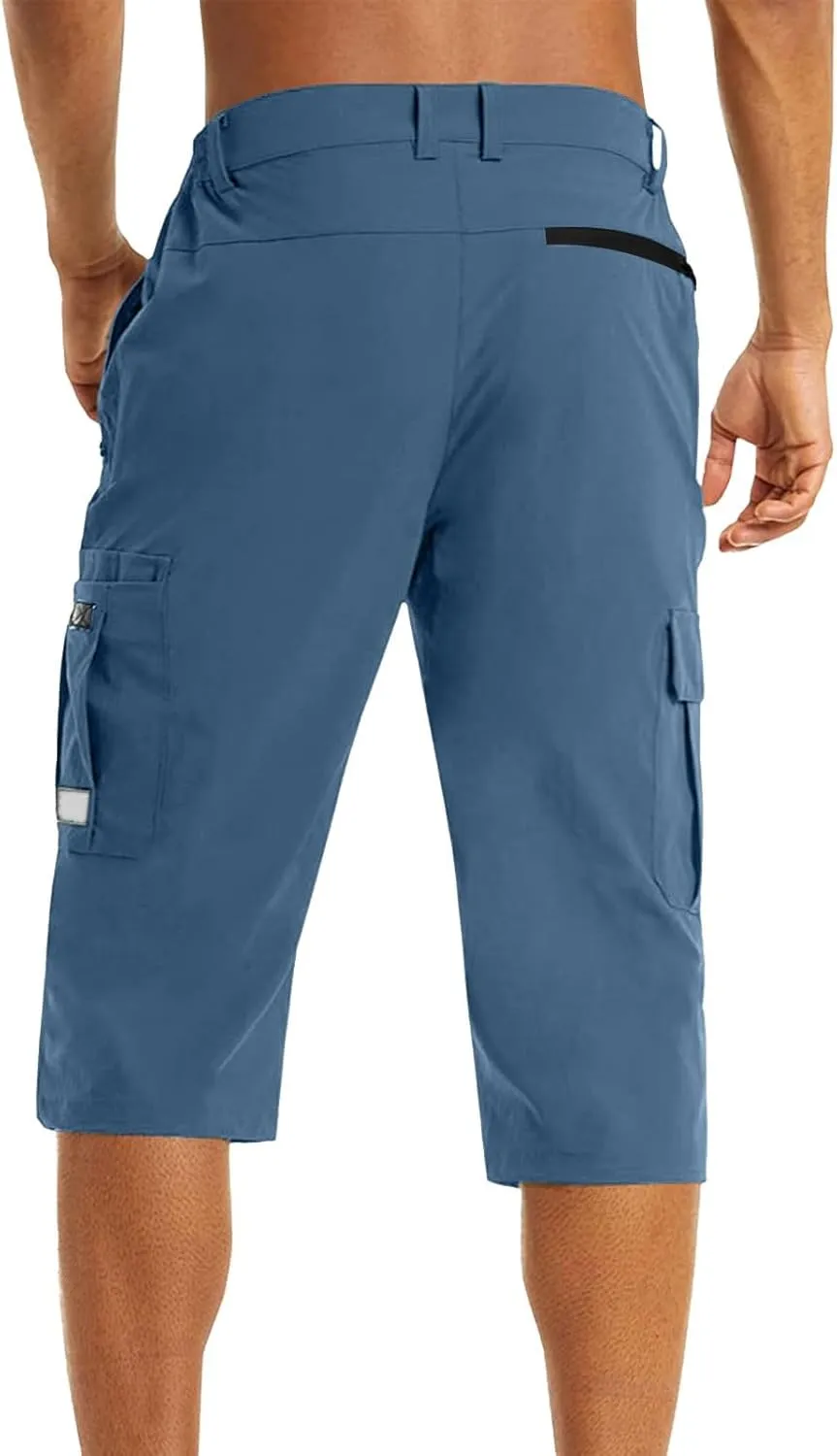 Mens Outdoor Thin Work Climbing Capris Quick Dry Lightweight 3/4 Hiking Walking Shorts Shorts ith Multi Pockets 2024 Fashion
