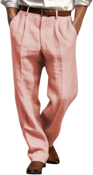 Mens Relaxed Fit Cargo Pants Mens Linen Pants Summer Casual Beach Yoga Pants Elastic Wasist Drawstring Lightweight Loose Trousers with Pockets Chino Pant