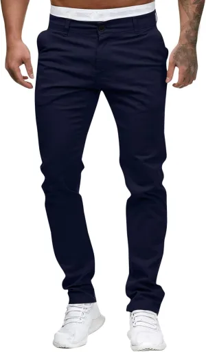 Mens Slim Fit Dress Pants Casual Work Skinny Suit Pants Flat-Front Stretch Chino Tapered Straight Leg Golf Dress Pant Trouser