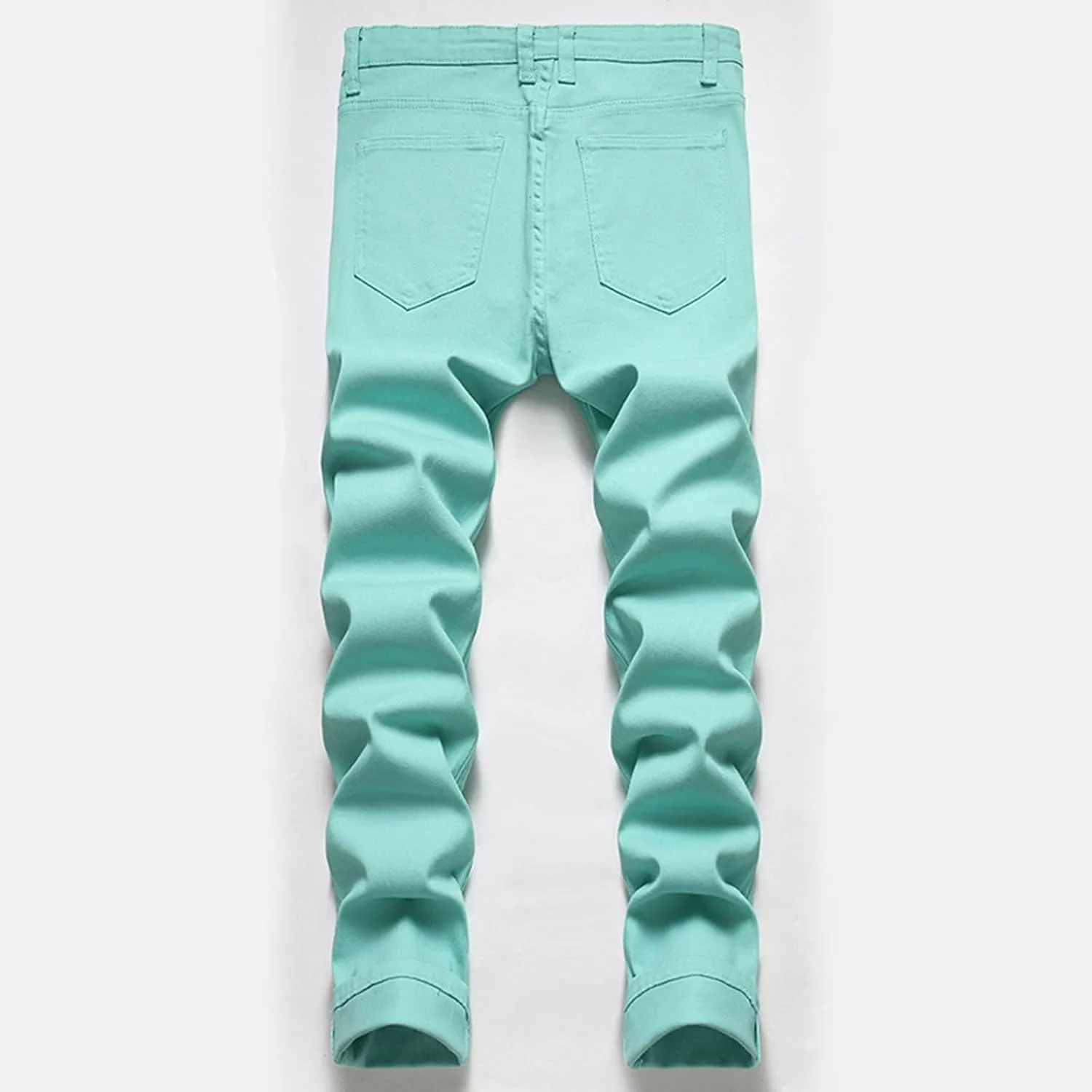 Mens Slim Skinny Casual Denim Pants Straight Leg Stylish Colorful Jeans for Men Stretchy Comfy Denim Jogger Pants with Pocket