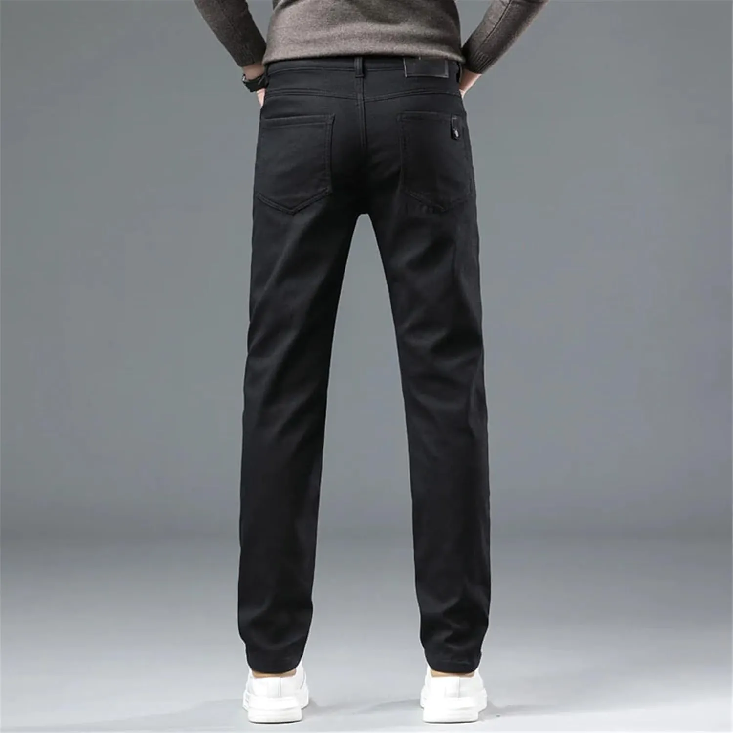 Men's Spring Autum Casual Pants Cotton Elastic Slim Fit Straight Casual Pants