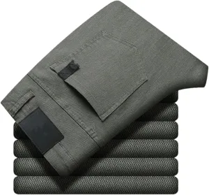 Men's Spring Autum Casual Pants Cotton Elastic Slim Fit Straight Casual Pants