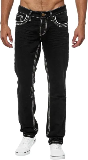 Men's Work Jeans Relaxed Fit Washed Cotton Distressed Straight Fit Jeans Casual Summer Pants Big and Tall Chinos Trousers