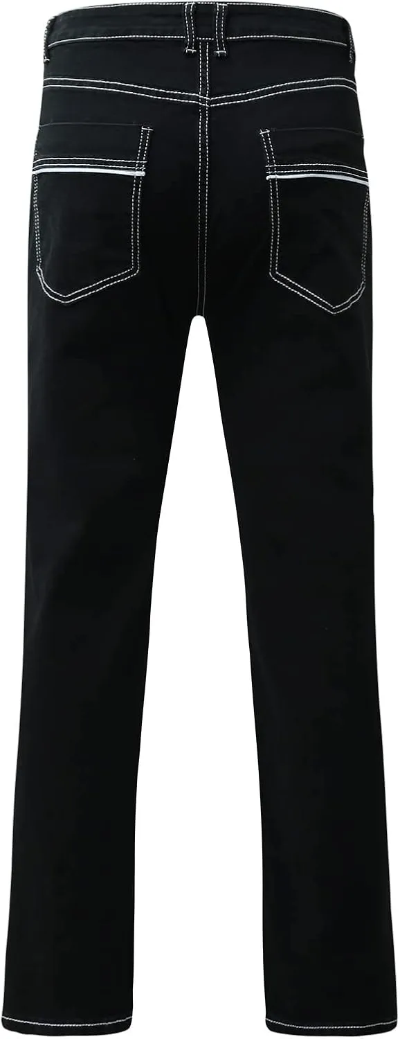 Men's Work Jeans Relaxed Fit Washed Cotton Distressed Straight Fit Jeans Casual Summer Pants Big and Tall Chinos Trousers