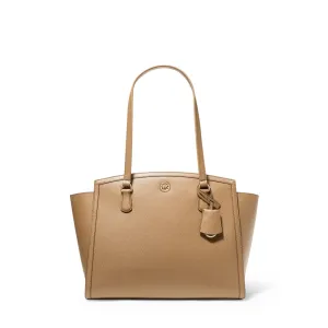 Micheal Kors Chantal Large Pebbled Leather Tote Bag - Husk