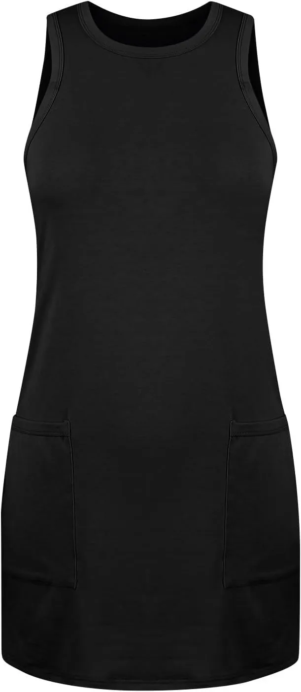 midelxp Tank Dresses for Women 2025 Casual Summer Sleeveless Dress with Pockets Boho Beach Dress Comfy Vacation Mini Sundress