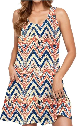 Midi Dress for Women Floral Print Sleeveless Summer Dresses Boho Flowy Casual Dress Beach Vacation Sundress