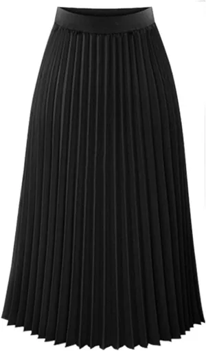 Midi Skirts for Women Solid Womens Midi Waist Pleated Elastic Skirt Maxi Elegant Skirts Women's Skirt Suits for