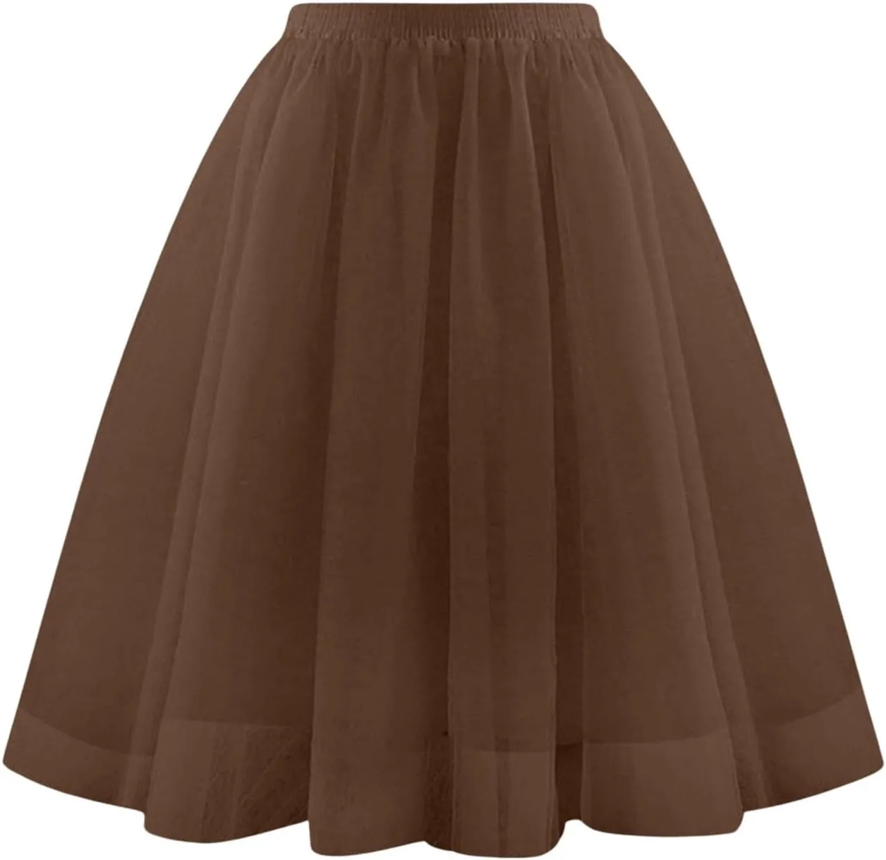 Midi Skirts for Women Trendy Soft Skirt Knee Length Long Elastic Waist Pleated Mesh Rave Costume Skirt for Party