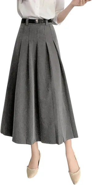 Midi Skirts for Women Women Fashion Casual Mid Length Suit Skirt A Line High Waisted Pleated Skirt Daily Costume