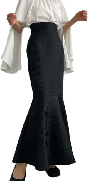 Midi Skirts for Women Women's Skirt Party Skirt Elastic Waist Long Skirt High Waist Slimming Jacquard Fish Tail