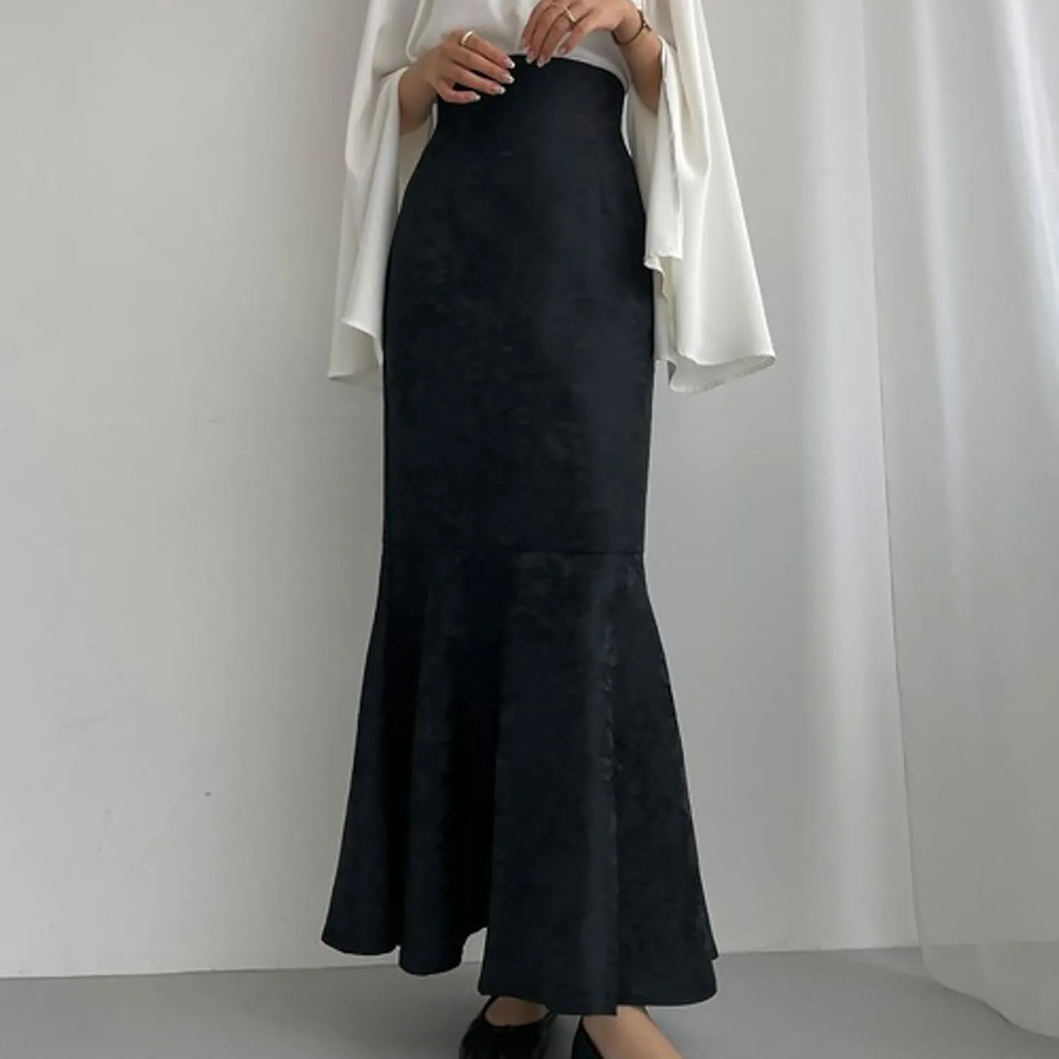 Midi Skirts for Women Women's Skirt Party Skirt Elastic Waist Long Skirt High Waist Slimming Jacquard Fish Tail