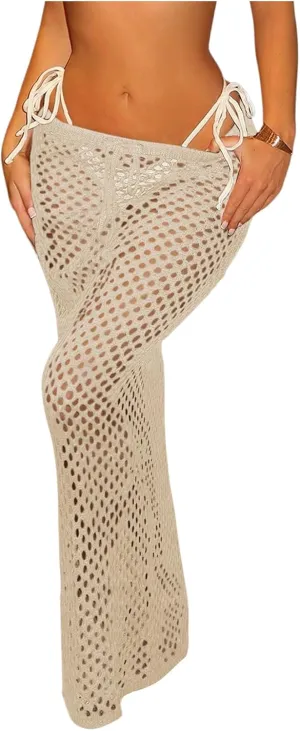 Milumia Women's Hollow Out Crochet Swimsuit Cover Up Skirt Beach Coverup Bodycon Maxi Skirt
