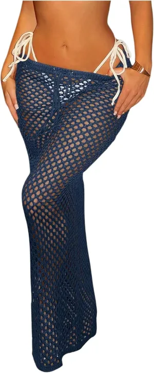 Milumia Women's Hollow Out Crochet Swimsuit Cover Up Skirt Beach Coverup Bodycon Maxi Skirt