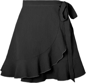 Mini Skirts Women Ruffle Trim Side Tie Knot Lounge Skirt Loose Baggy Trendy Flowy Sexy Short Skirts for Vacation