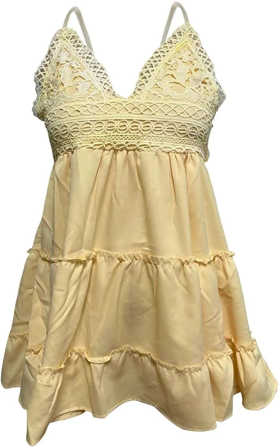 Mini Sundresses for Women Smocked Spaghetti Strap Skater Dress Summer Loose Ruffle Boho Cami Boho Dress