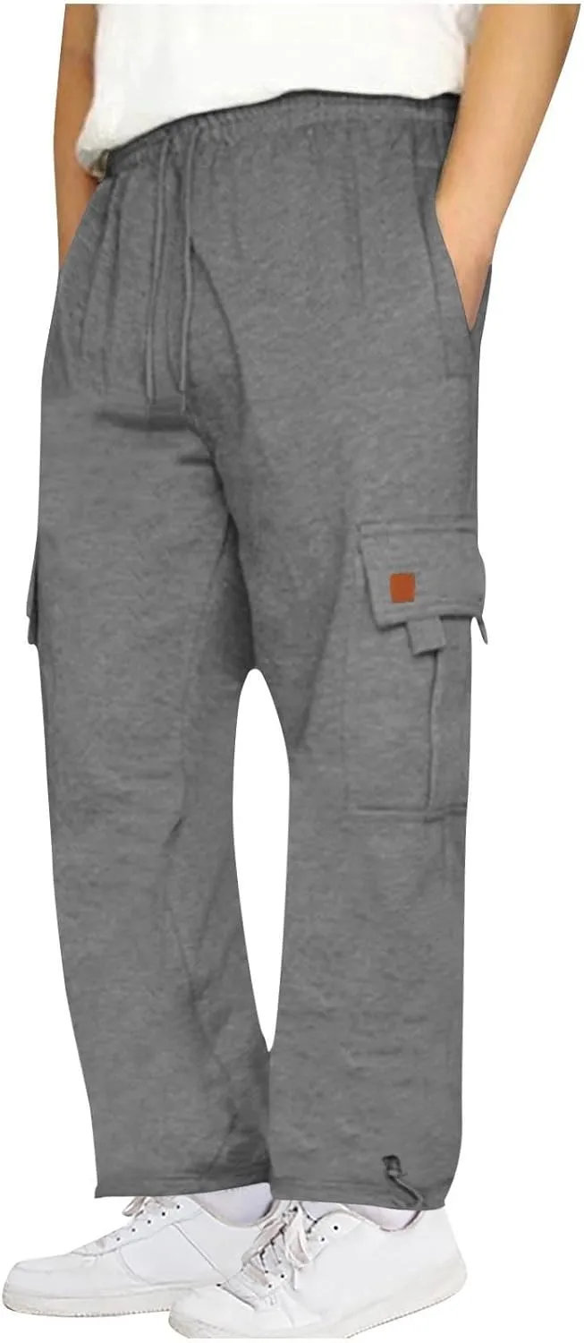 Muscularfit Cargo Pants for Men 2025 Baggy Sports Elastic Waist Drawstring Jogger Sweatpant Casual Style Pant for Daily Wear