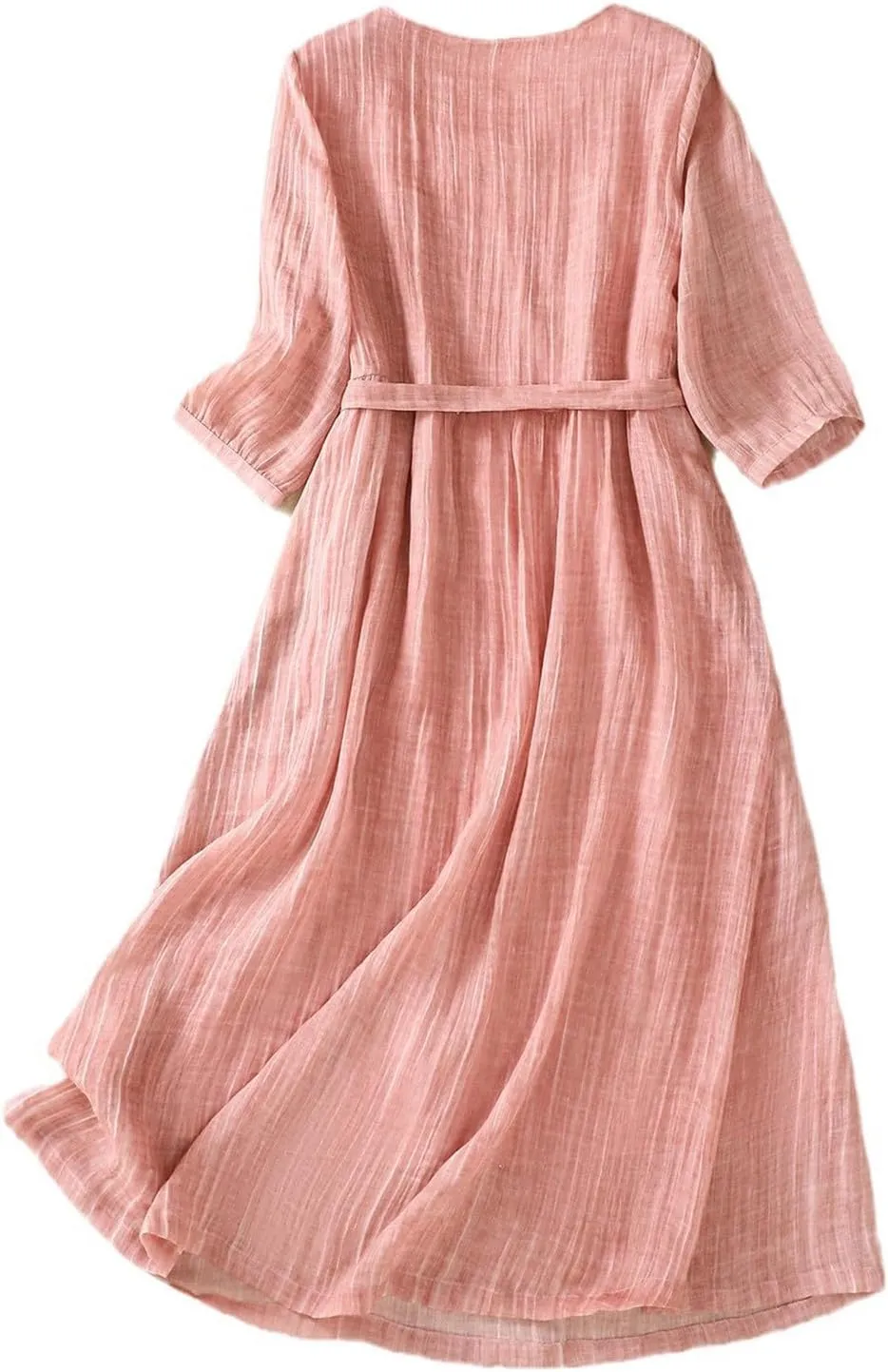 NaRHbrg Women's Flowy Cotton Dress Long Sleeve Loose Fit A Line Sundress Elegant Boho Maxi Dresses for Beach Wedding Party