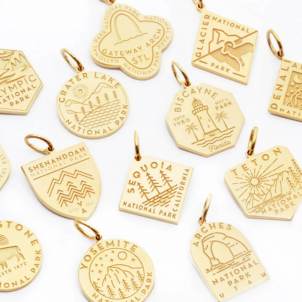 National Park Clip Necklace Bundle, 5 gold charms