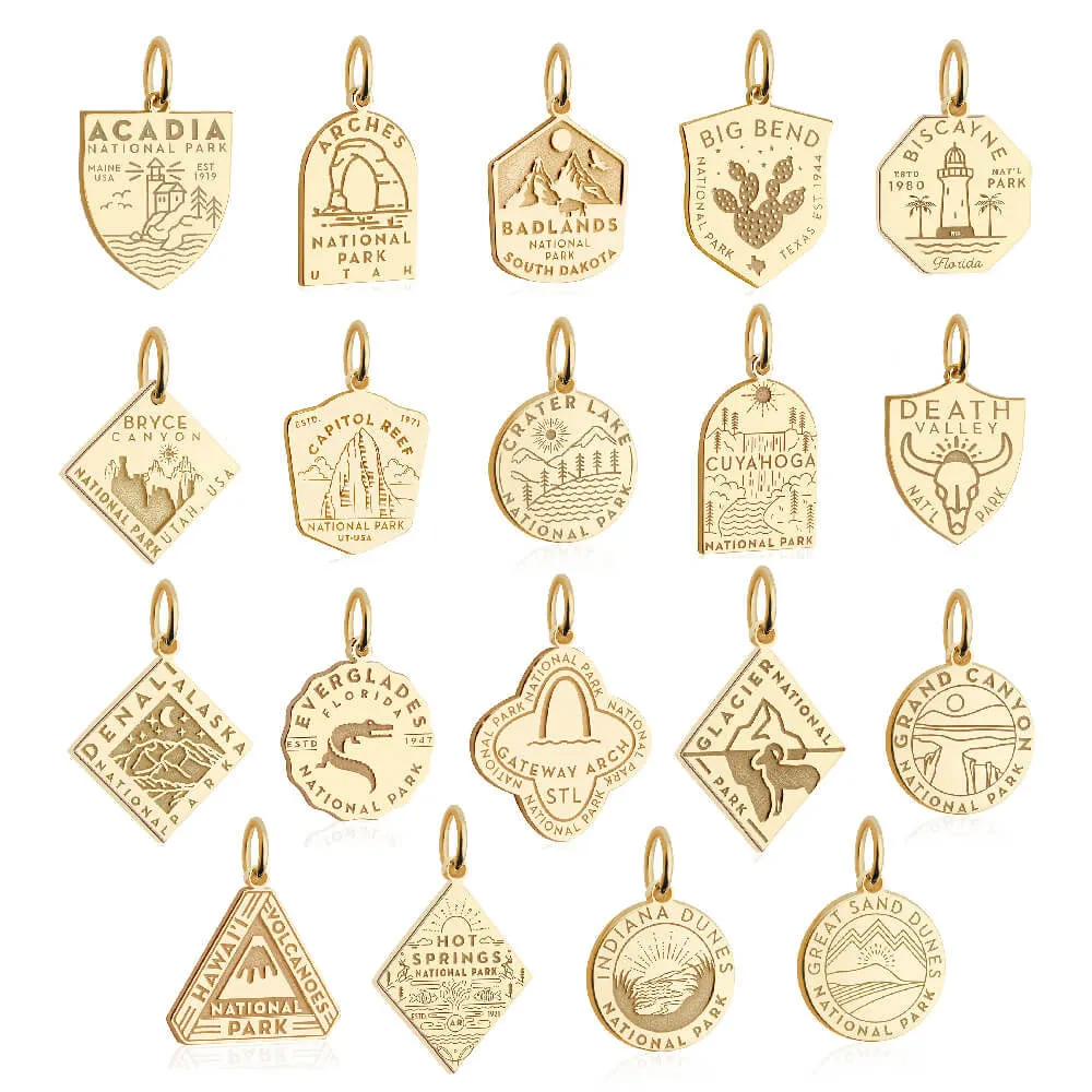 National Park Clip Necklace Bundle, 5 gold charms