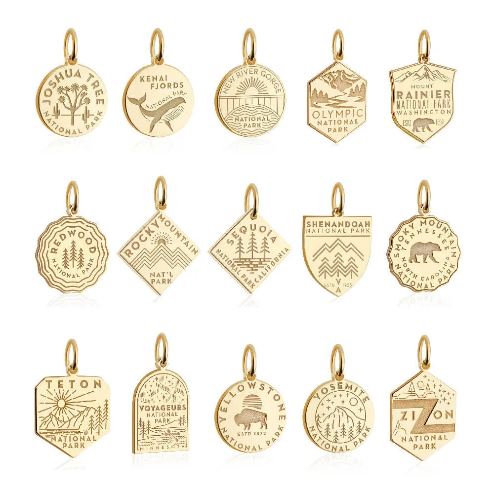 National Park Clip Necklace Bundle, 5 gold charms