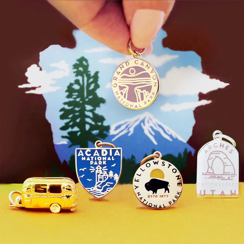 National Park Clip Necklace Bundle, 5 gold charms