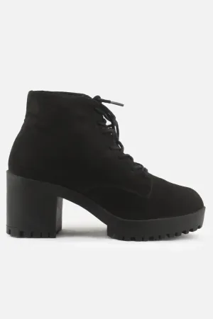 New Look Laces Block Heels Ankle Boots | Suede