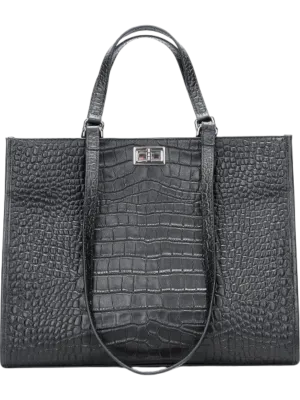 Nora Crocodile-Embossed Leather Tote Bag