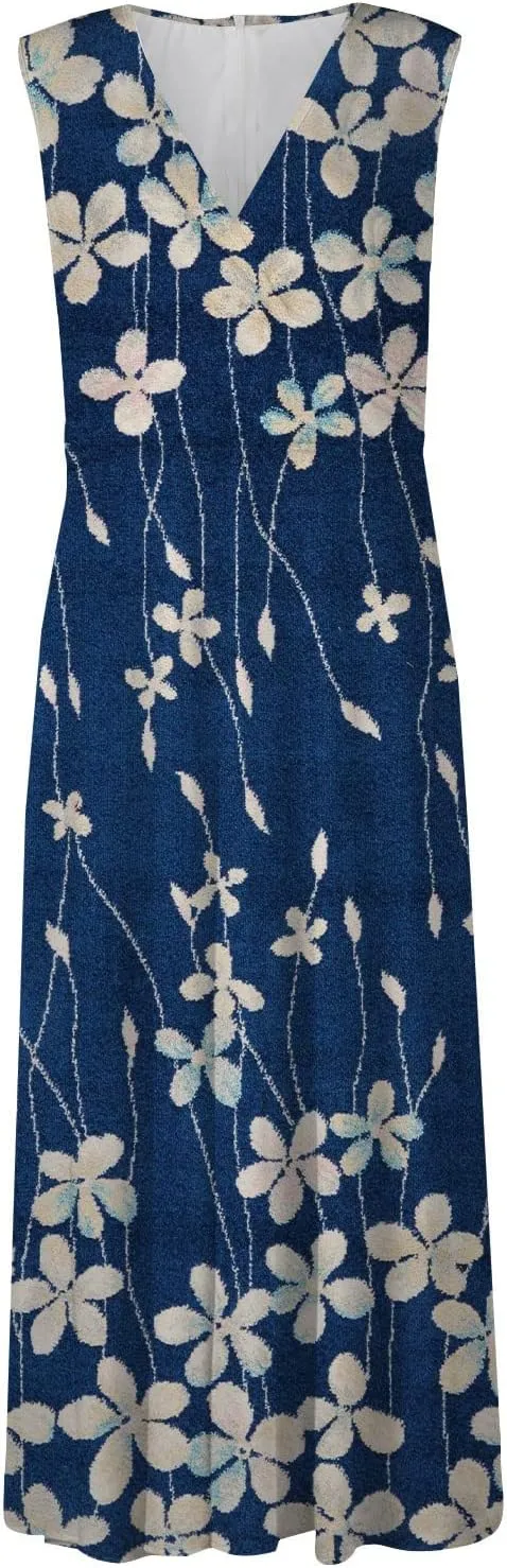 Palaver Summer Dresses for Women 2025 Elegant Wrap V Neck Sleeveless Maxi Dress Casual Print Flowy Beach Sundresses