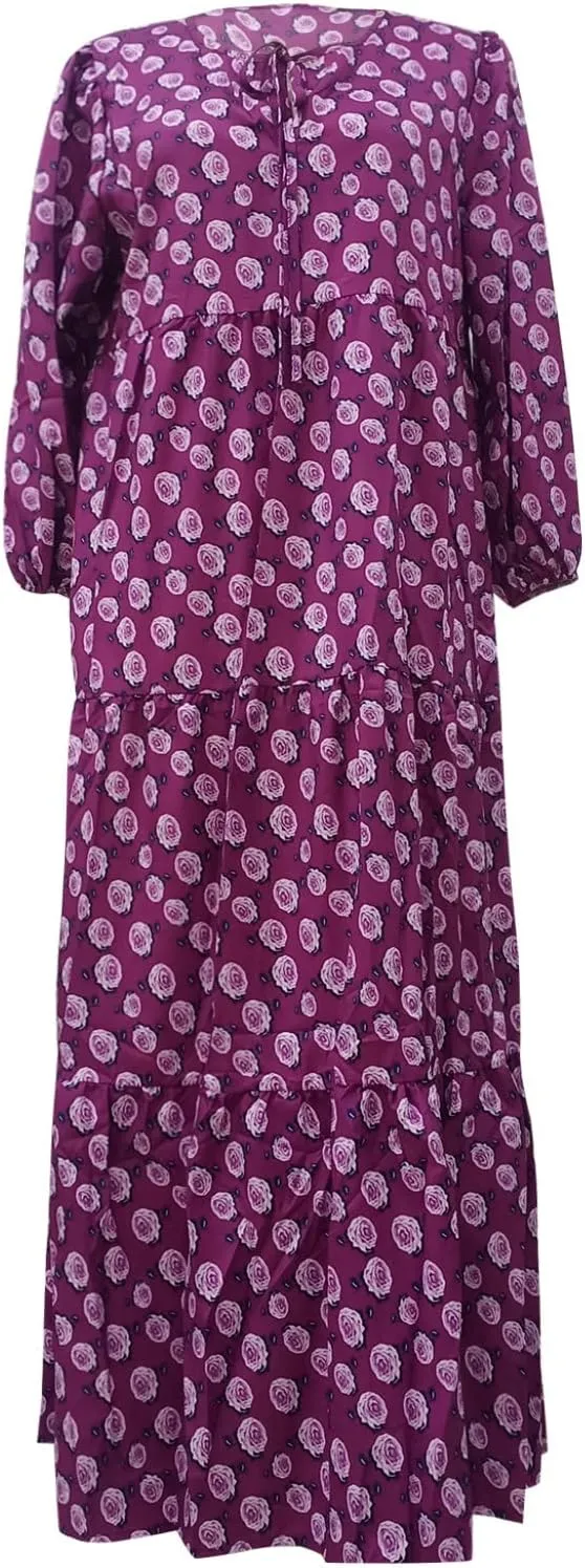 PETYCZEN Boho Dress for Women 2023 Summer Short Sleeve V Neck Floral Maxi Dress Flowy A Line Pleated Long Vacation Sundresses