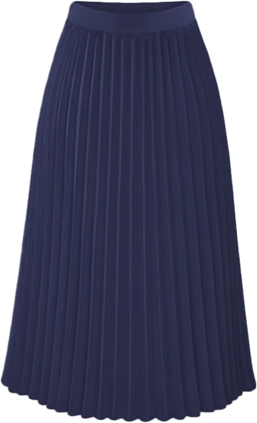 Pleated Midi Skirts for Women, High Waisted Chiffon Flare Casual Skirt Summer Long Skirts Flowy Shirring Skirts