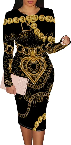 Plus Size Dresses for Curvy Women Long Sleeve Round Neck Casual Trendy Wrap Ruched Pencil Above Knee Club Party Midi Dress