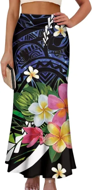 Polynesian Puletasi Samoa Women's Casual High Waist Flare Long Maxi Skirt A-Link Long Maxi Skirt Beach Skirt