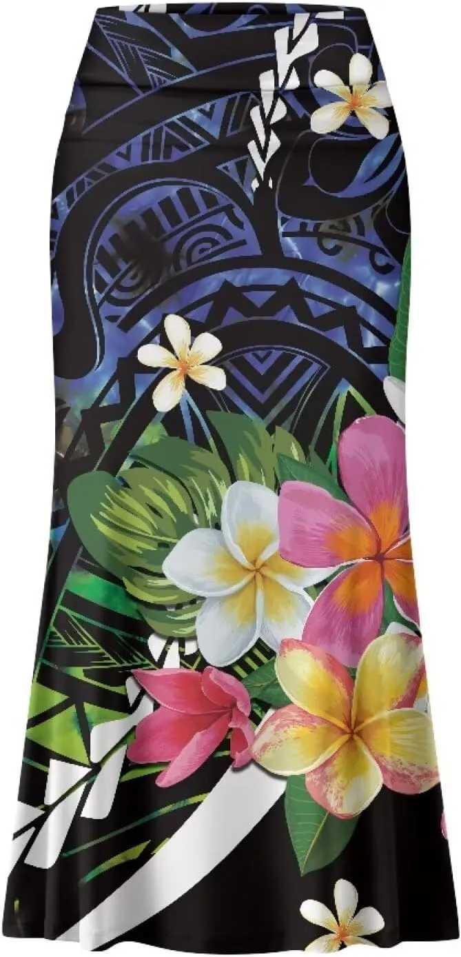 Polynesian Puletasi Samoa Women's Casual High Waist Flare Long Maxi Skirt A-Link Long Maxi Skirt Beach Skirt
