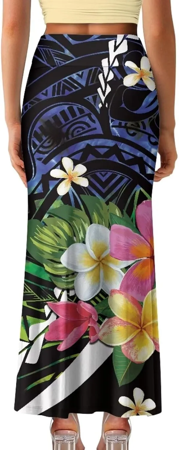 Polynesian Puletasi Samoa Women's Casual High Waist Flare Long Maxi Skirt A-Link Long Maxi Skirt Beach Skirt