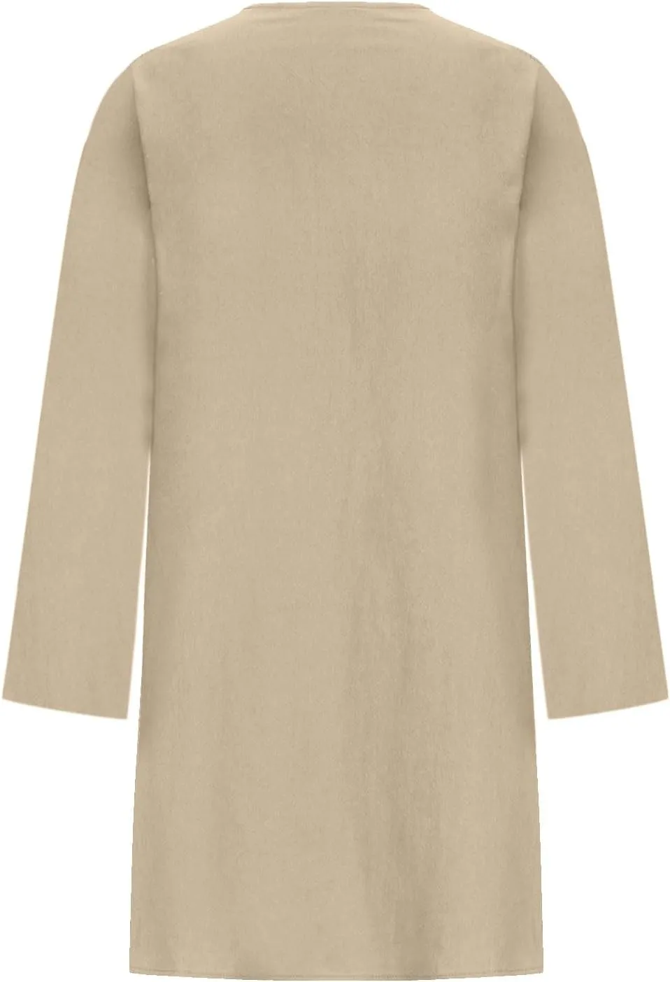 RKSTN Fall Dresses for Women 2025 Casual Cotton Linen Tshirt Dress Long Sleeve Pleated Solid Plus Size Midi Dress