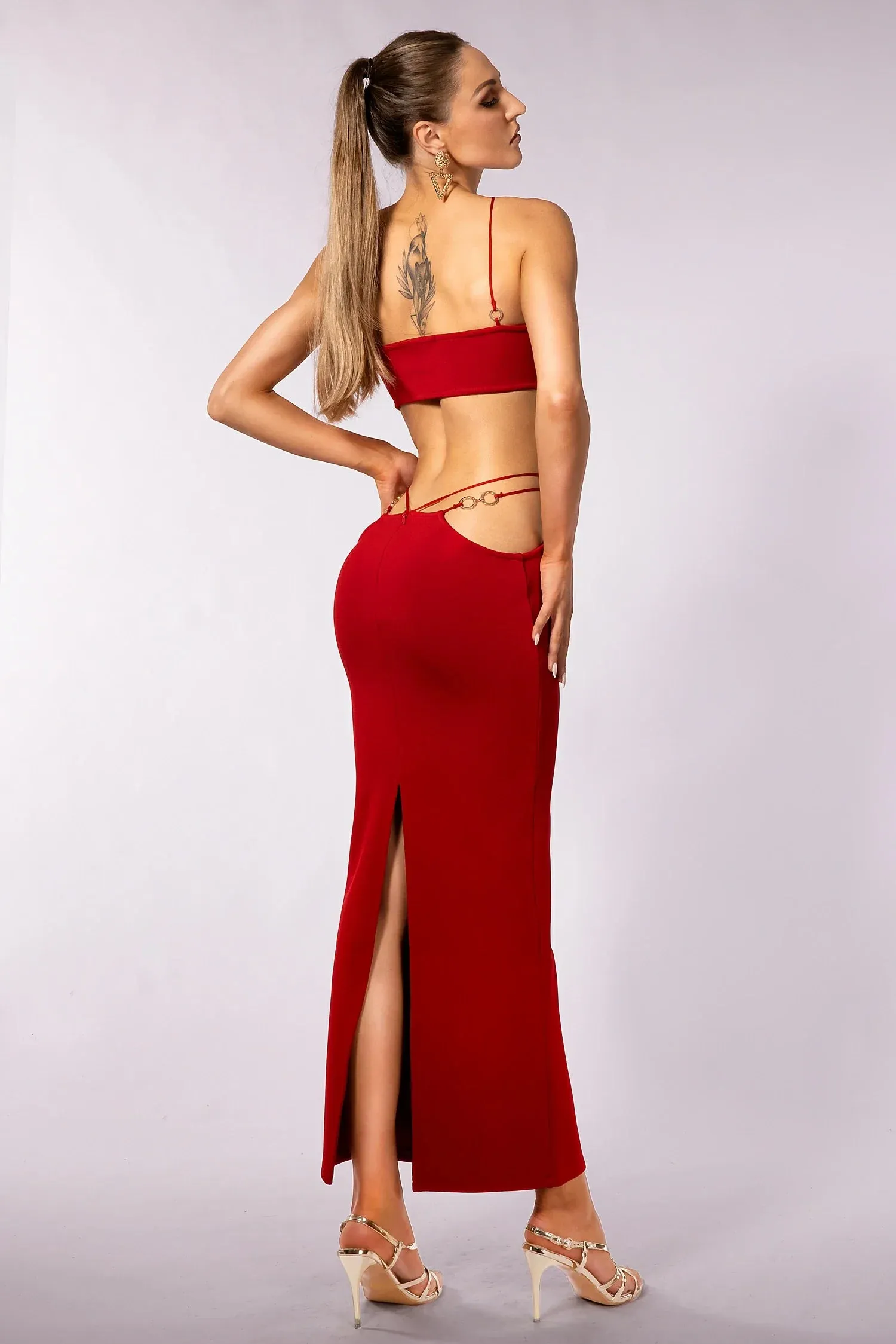 Rodina Metal Ring Halter Strap Dress