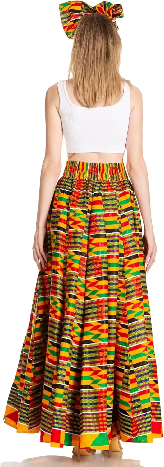 Sakkas Asma Second Convertible Traditional Wax Print Adjustable Strap Maxi Skirt