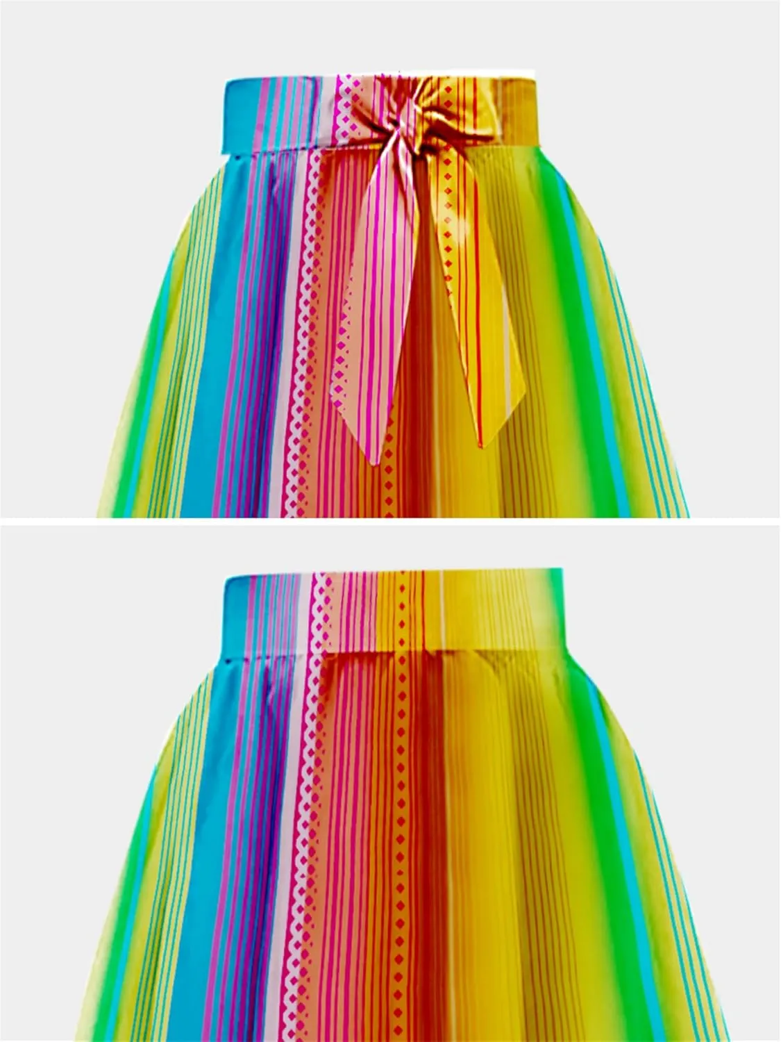 SANGTREE Women's Chiffon Skirt Flowy Floral Midi Maxi Elastic Pleated High Waist Swing Printed Belted Skirt