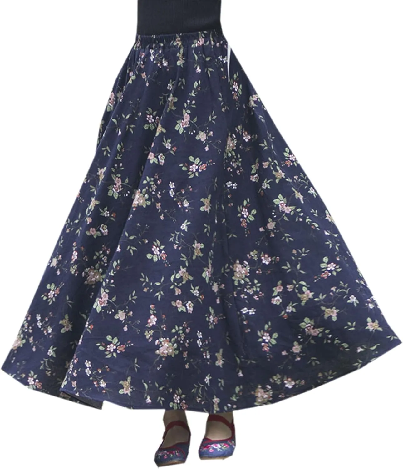 SANGTREE Women's Cotton Linen Beach Casual A Line Maxi Skirt 2025 Spring Summer Trendy Elastic Waist Flowy Long Skirt