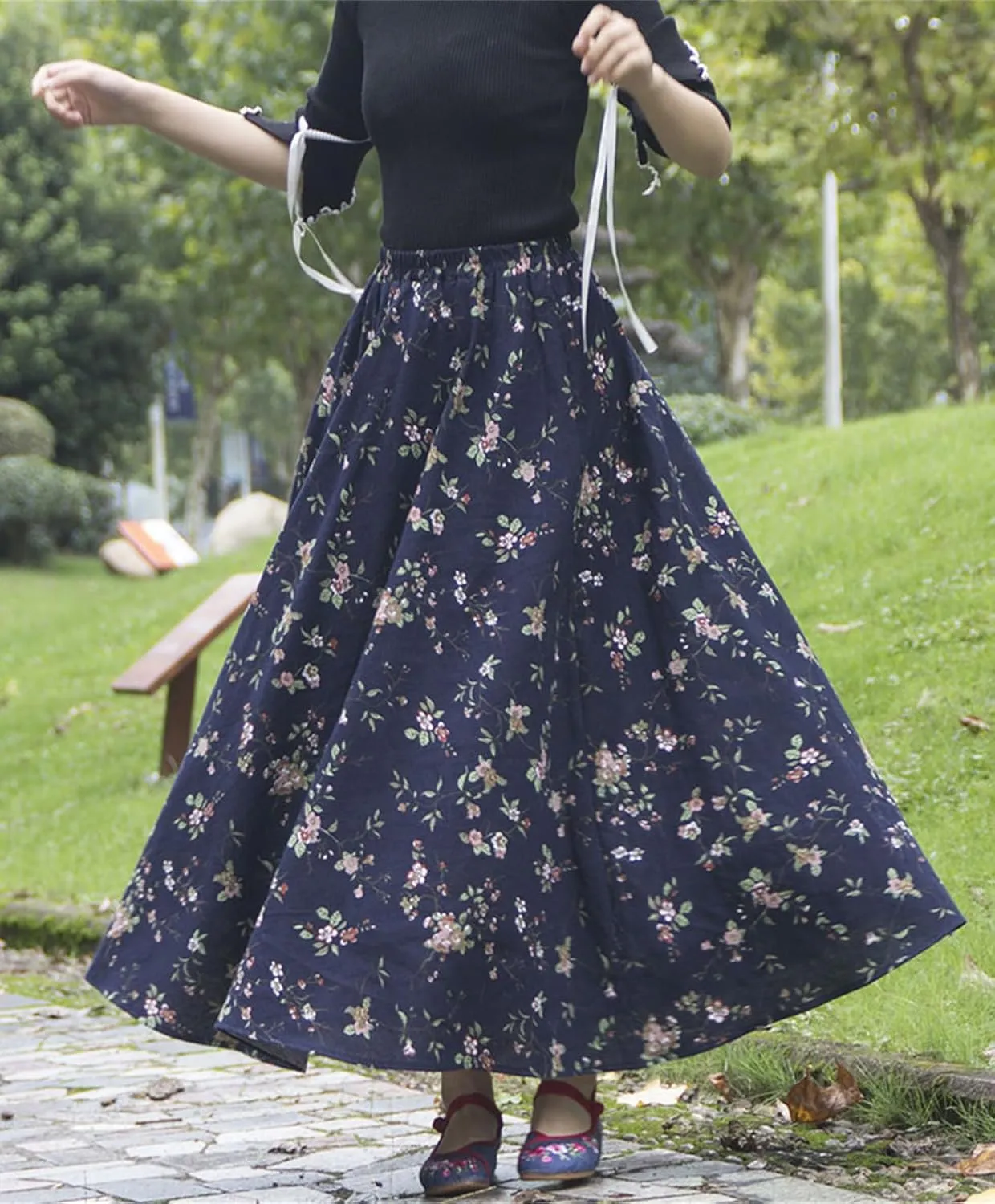 SANGTREE Women's Cotton Linen Beach Casual A Line Maxi Skirt 2025 Spring Summer Trendy Elastic Waist Flowy Long Skirt