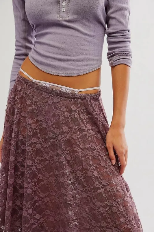 See Through Lace Long Skirts Asymmetrical Ruffle Hem Layered Midi Skirts Fairy Grunge Beach Boho Maxi Skirts