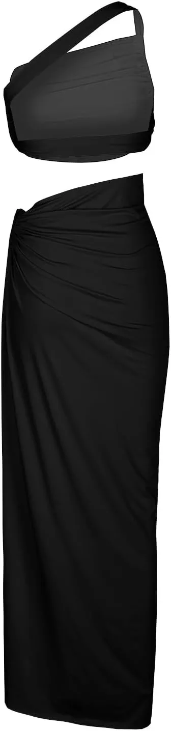 Sexy Cutout Maxi Dress, Ruched Backless, Summer Vacation Outfits for Women, Bodycon Cocktail Slit Cut Out Open Back