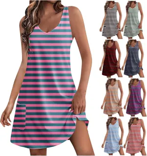 SHOPESSA Womens Dresses Spring 2025 Sleeveless Dress for Women Short Womens Boho Summer Dresses with Pockets Flowy Dresses for Women Plus Size Spring Dresses