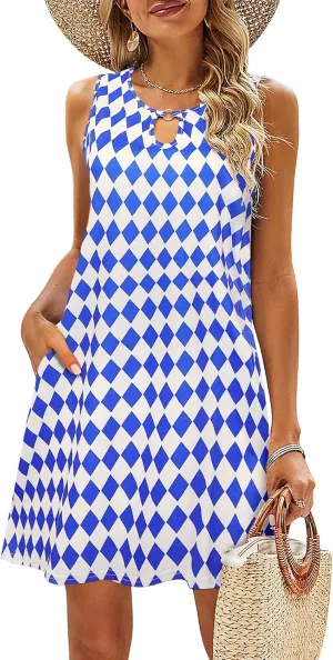 SimpleFun Summer Dresses for Women 2025 Beach Floral Tshirt Sundresses Casual Boho Dress with Pockets