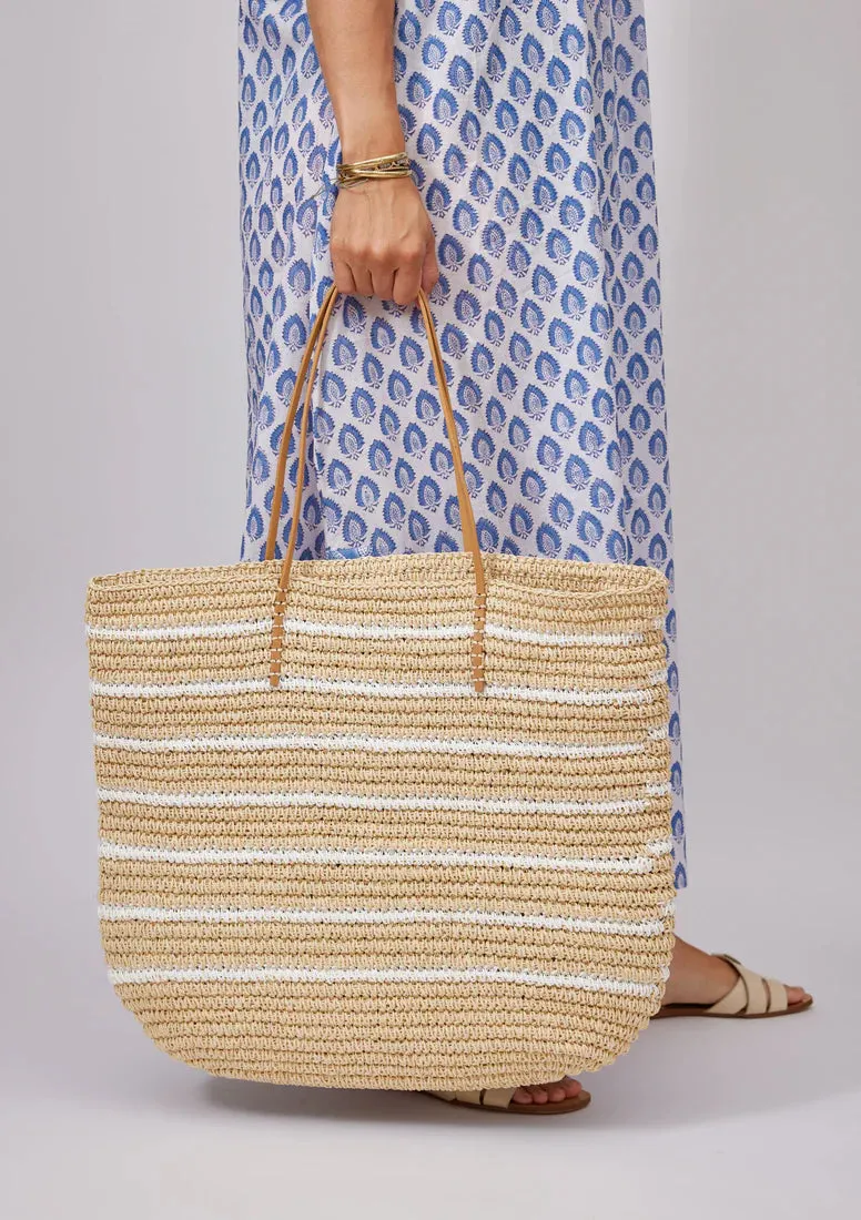 Stella Stripe Tote in Natural White Stripe