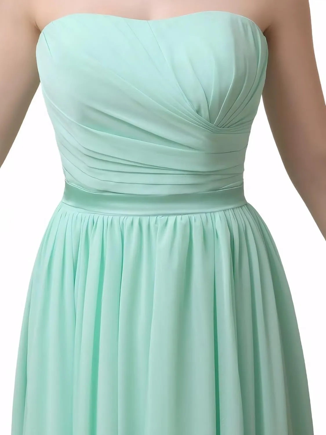 Strapless Prom Dresses for Women Ruffle Chiffon Bridesmaid Gowns Long Sweetheart Formal Gowns and Evening Dresses