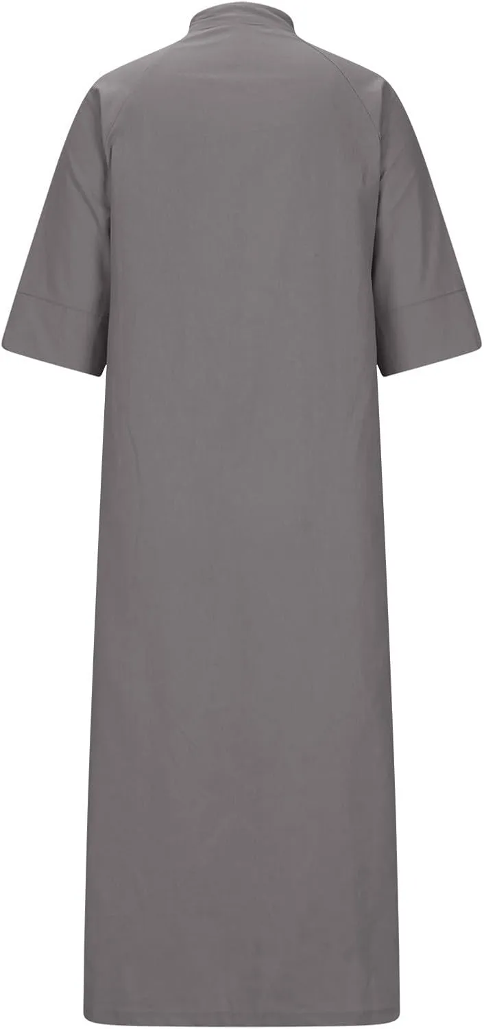 Summer Dresses for Women 2024 Plus Size Button Down Short Sleeve t Shirt Dresses Solid Midi Dresses with Pockets